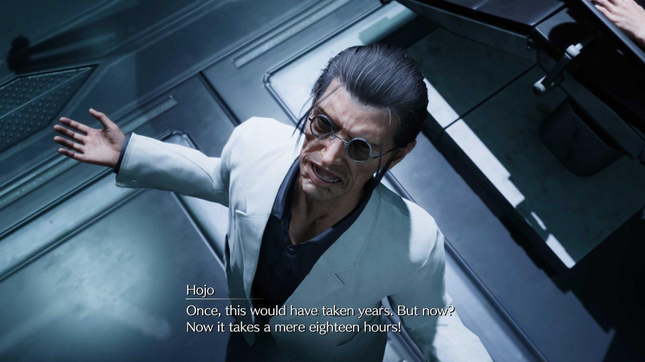 Hojo is surprised by his gruesome experiment. 